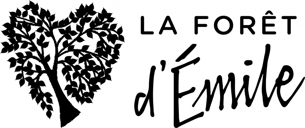 Logo La Forêt d'Émile les 1000 arbres logo horiontal noir et blanc